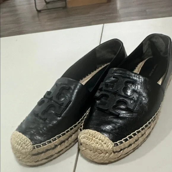 Tory Burch Black Leather Espadrilles with box - Picture 2 of 8